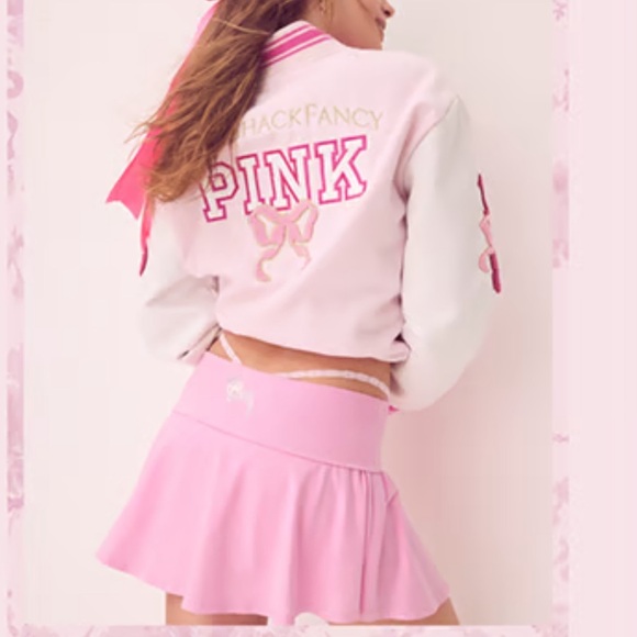 NWT Victoria’s Secret VS Pink x LoveShackFancy Foldover Flirty Mini Skirt Pink S - Picture 1 of 4